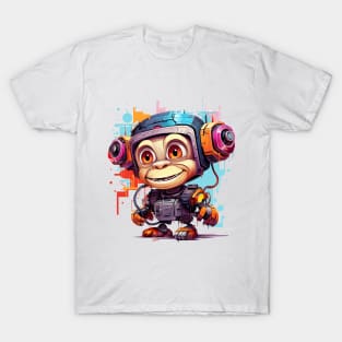 Cartoon monkey robots. T-Shirt, Sticker. T-Shirt